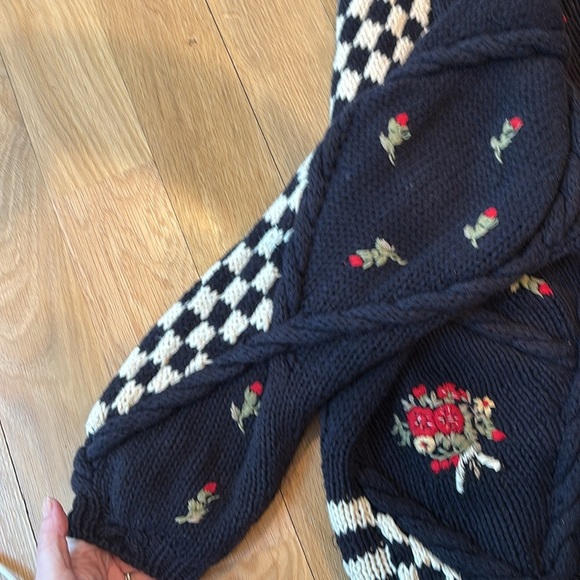 Vintage Chaus Sweater Chunky Cottagecore Fair Isle Embroidered Size Large - Picture 4 of 8